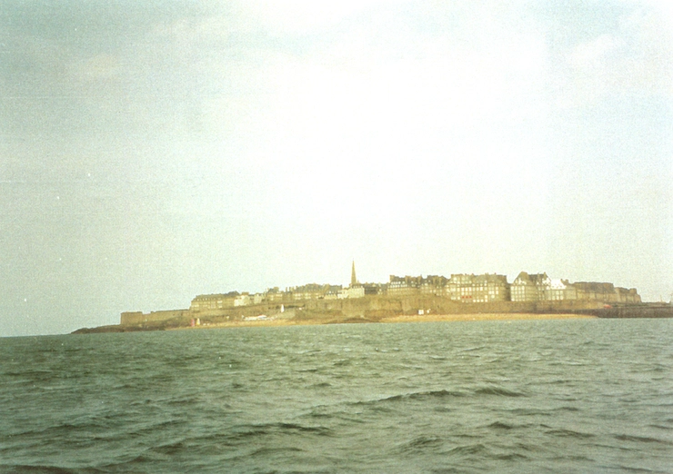 The ancient walled city of St Malo seen from seaward