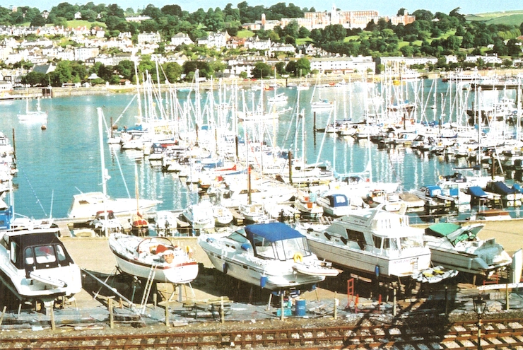 Darthaven Marina, our berth for two weeks - Naval College in background