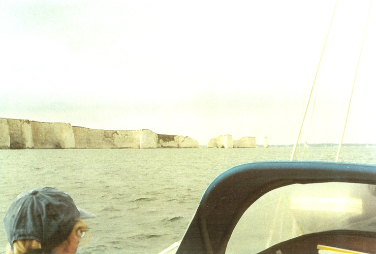 On our way to round Old Harry Rocks and anchor in Studland Bay