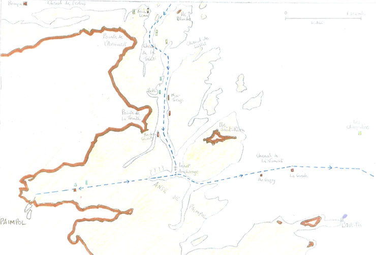 Route from Île de Bréhat to Paimpol and outward from Paimpol